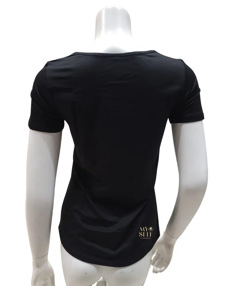 14075 #992 Black Short Sleeve Natural Comfort Cotton Undershirt