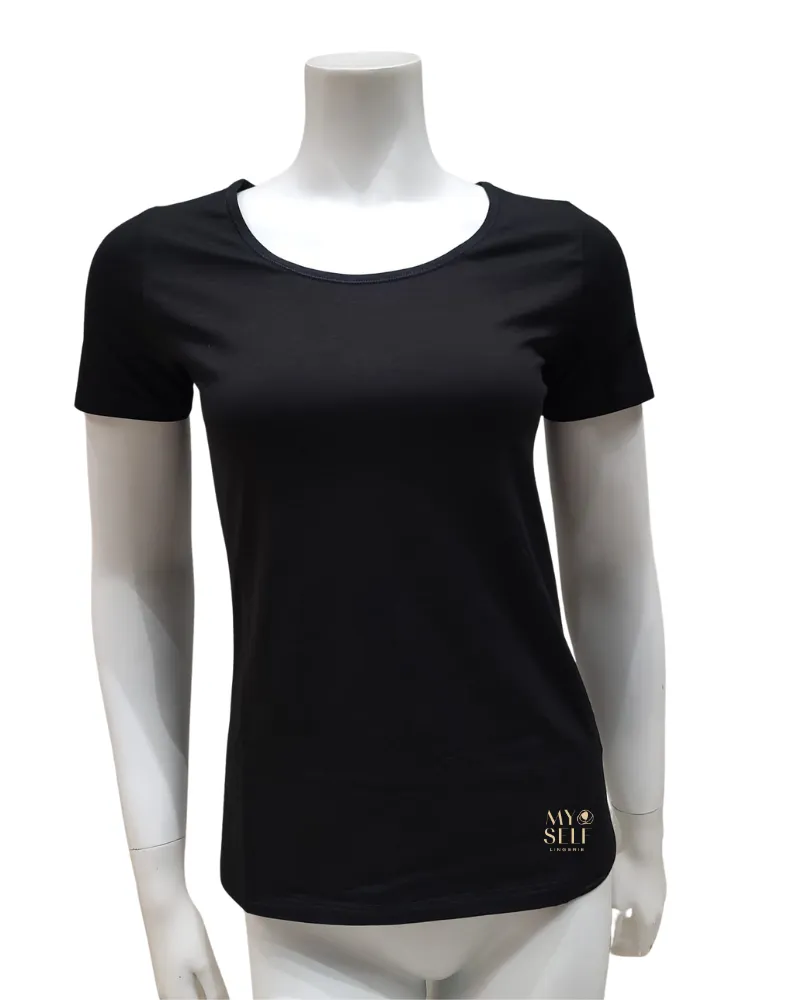 14075 #992 Black Short Sleeve Natural Comfort Cotton Undershirt