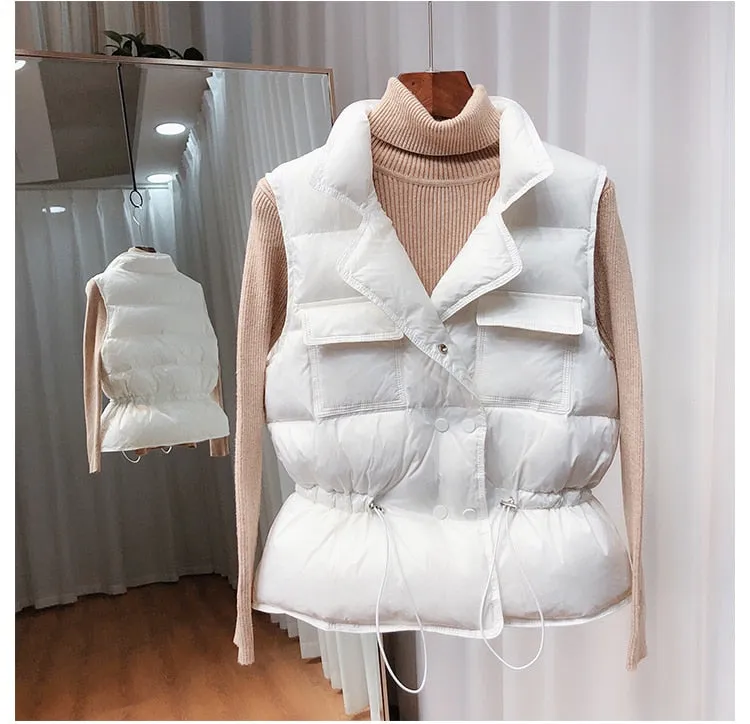 2021 New Ultra Light Down Vest Women Short Vest Windproof Lightweight Warm Waistcoat Female White Duck Down Down Coat Sleeveless