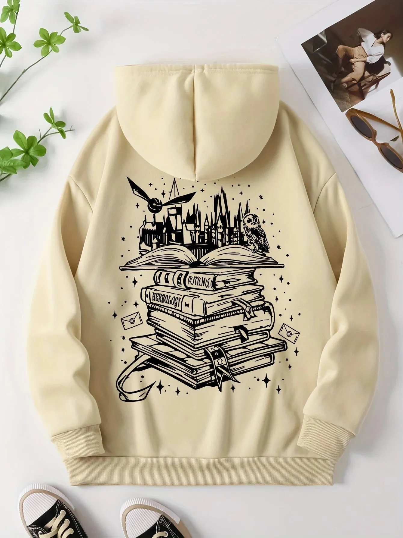 A Funny  Book Printed Sweatshirt Women Harajuku Casual Loose Hooded Fashion Soft Comfortable Hoodies Autumn Warm Female Clothes