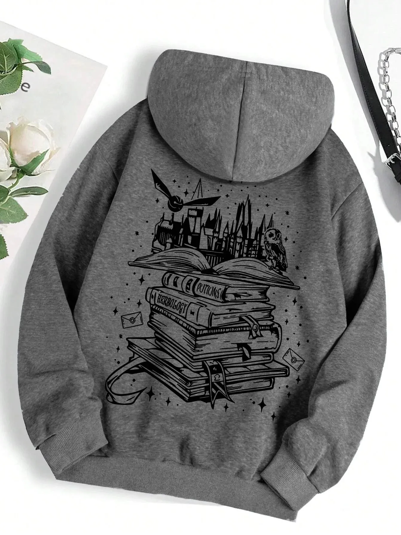 A Funny  Book Printed Sweatshirt Women Harajuku Casual Loose Hooded Fashion Soft Comfortable Hoodies Autumn Warm Female Clothes