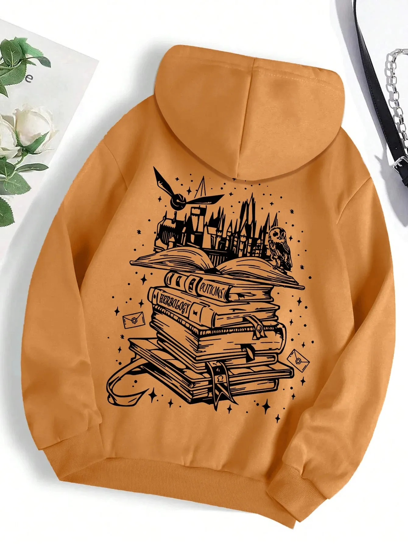 A Funny  Book Printed Sweatshirt Women Harajuku Casual Loose Hooded Fashion Soft Comfortable Hoodies Autumn Warm Female Clothes