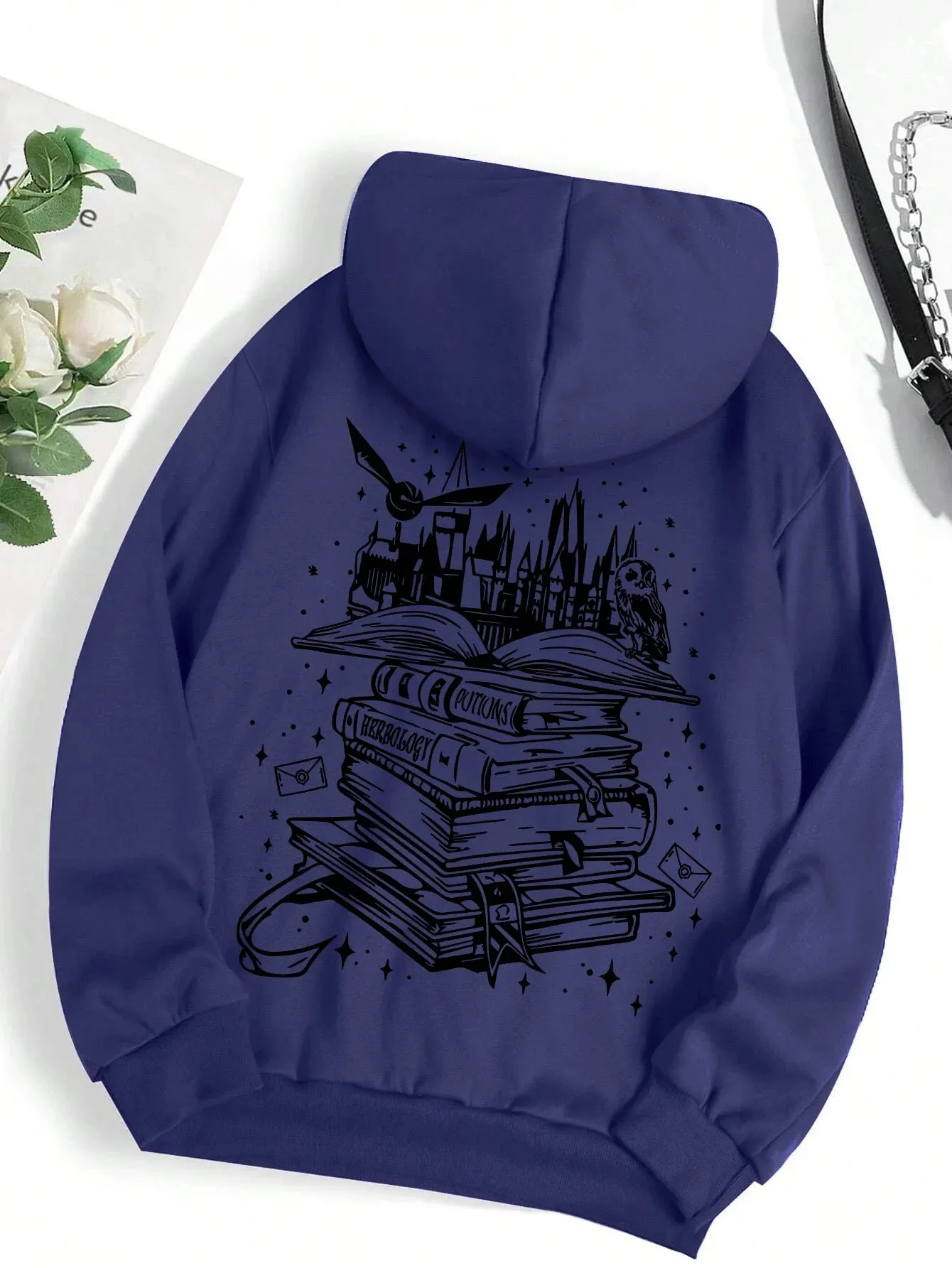 A Funny  Book Printed Sweatshirt Women Harajuku Casual Loose Hooded Fashion Soft Comfortable Hoodies Autumn Warm Female Clothes