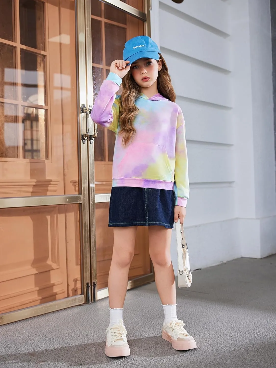 Arshiner Girls Tie Dye Sweatshirts Loose Casual Hoodies Tops