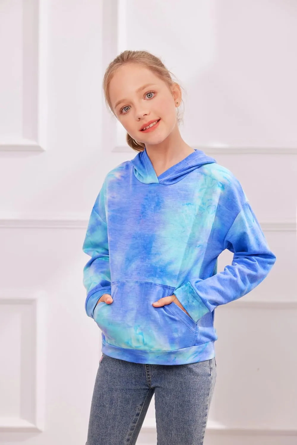 Arshiner Girls Tie Dye Sweatshirts Loose Casual Hoodies Tops