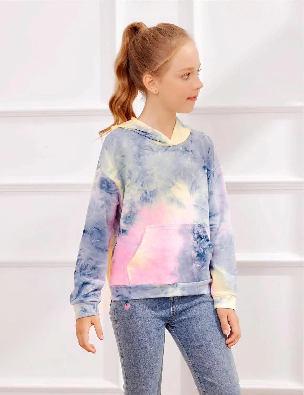 Arshiner Girls Tie Dye Sweatshirts Loose Casual Hoodies Tops