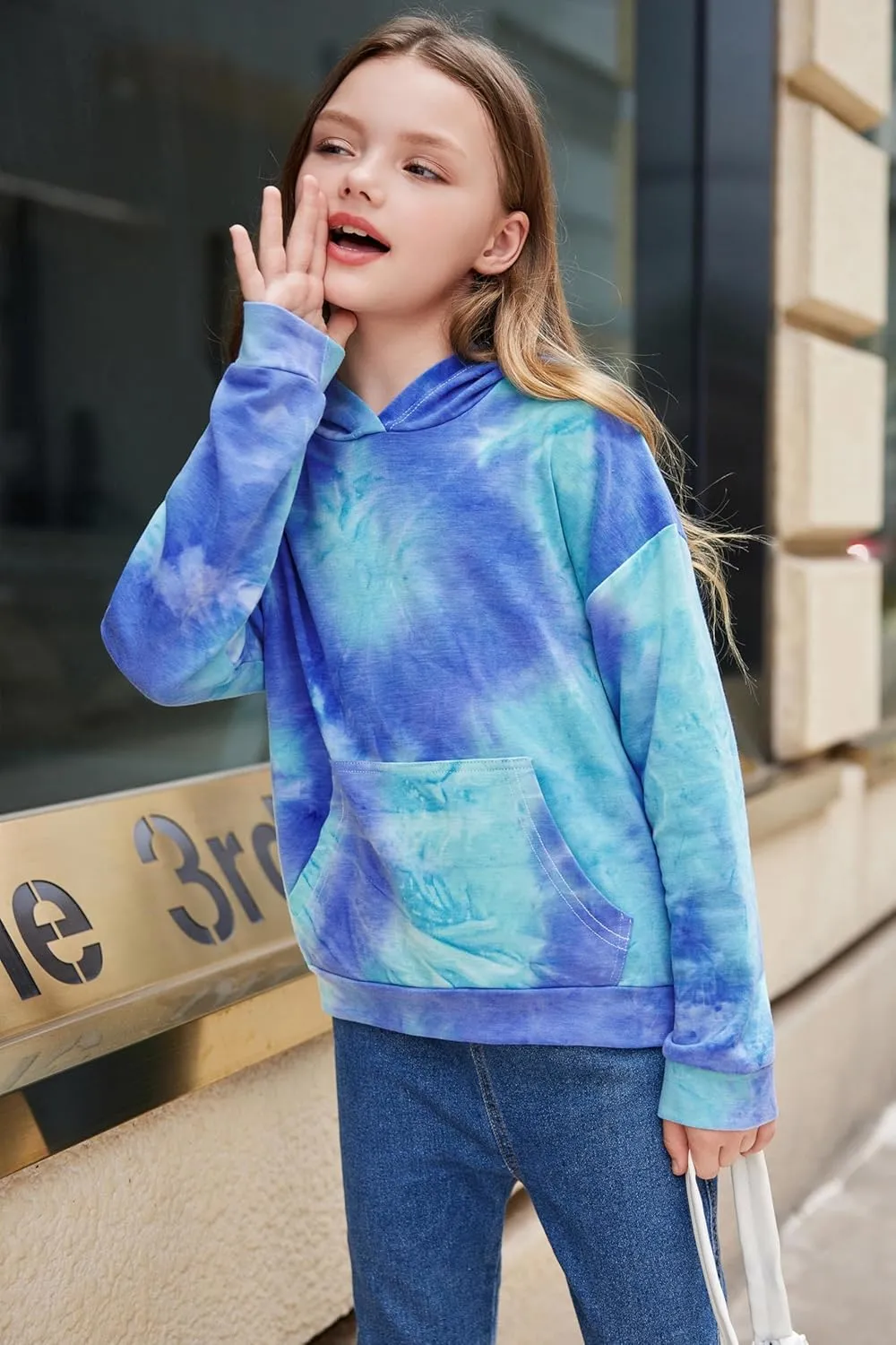 Arshiner Girls Tie Dye Sweatshirts Loose Casual Hoodies Tops