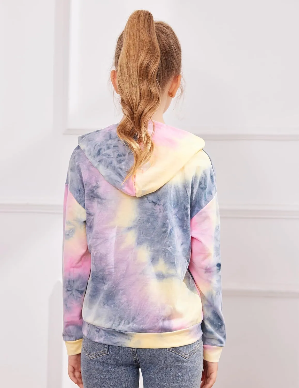 Arshiner Girls Tie Dye Sweatshirts Loose Casual Hoodies Tops