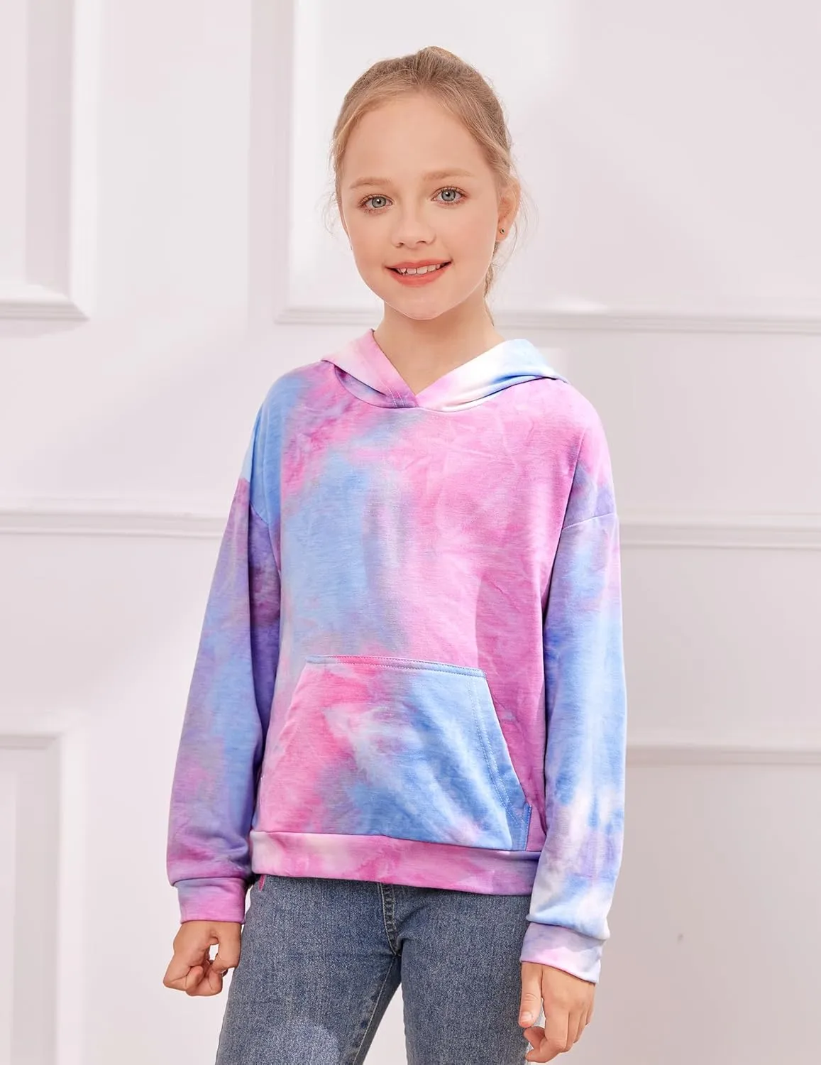 Arshiner Girls Tie Dye Sweatshirts Loose Casual Hoodies Tops