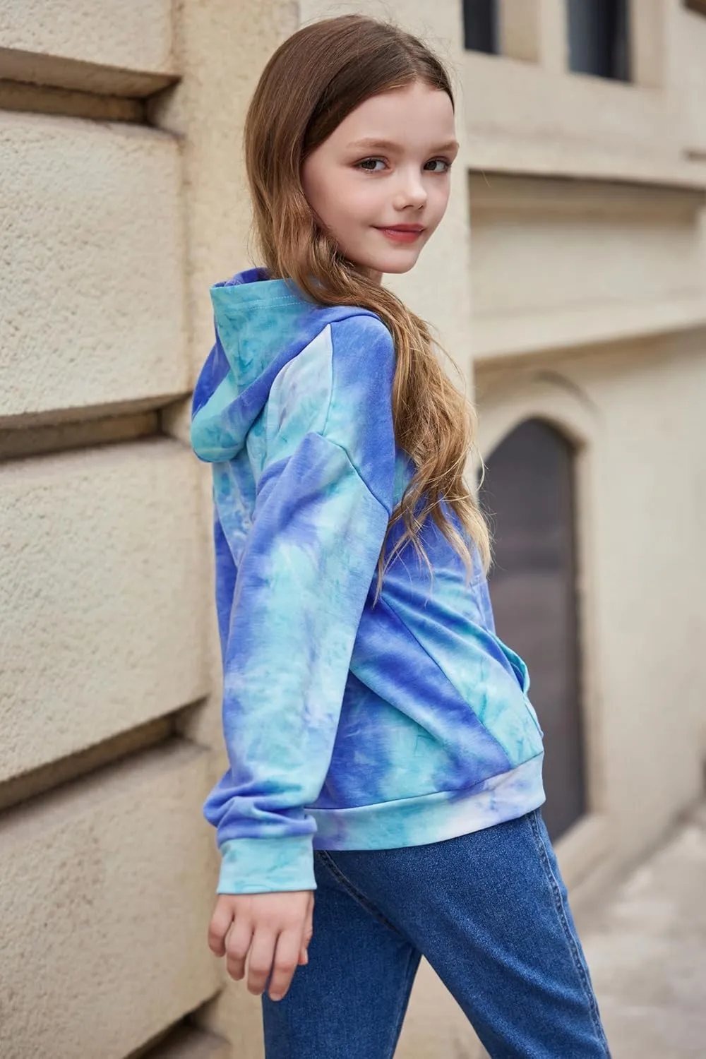 Arshiner Girls Tie Dye Sweatshirts Loose Casual Hoodies Tops