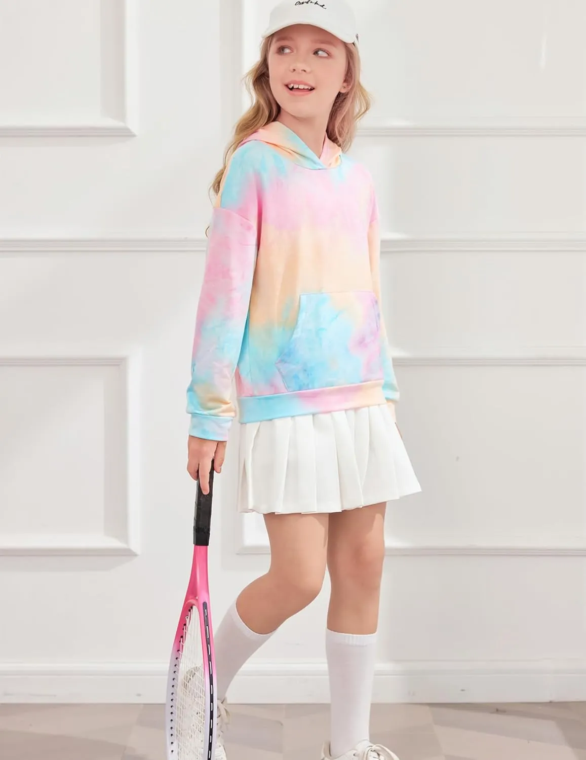 Arshiner Girls Tie Dye Sweatshirts Loose Casual Hoodies Tops