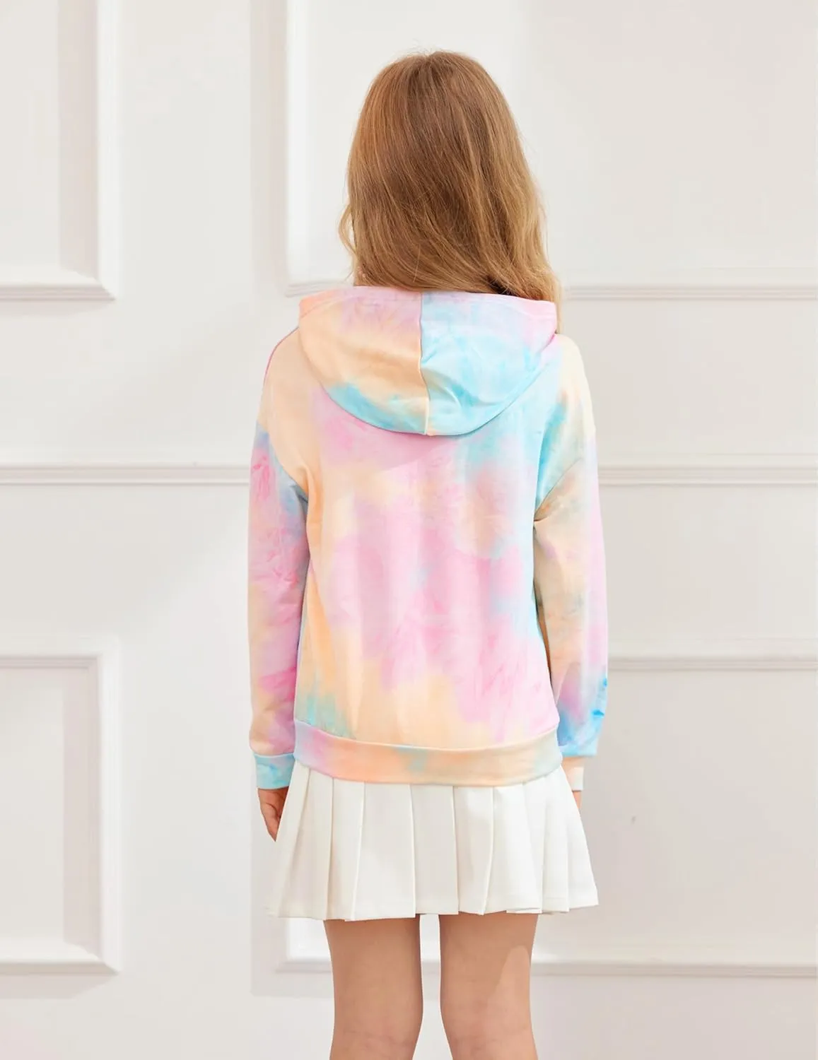 Arshiner Girls Tie Dye Sweatshirts Loose Casual Hoodies Tops