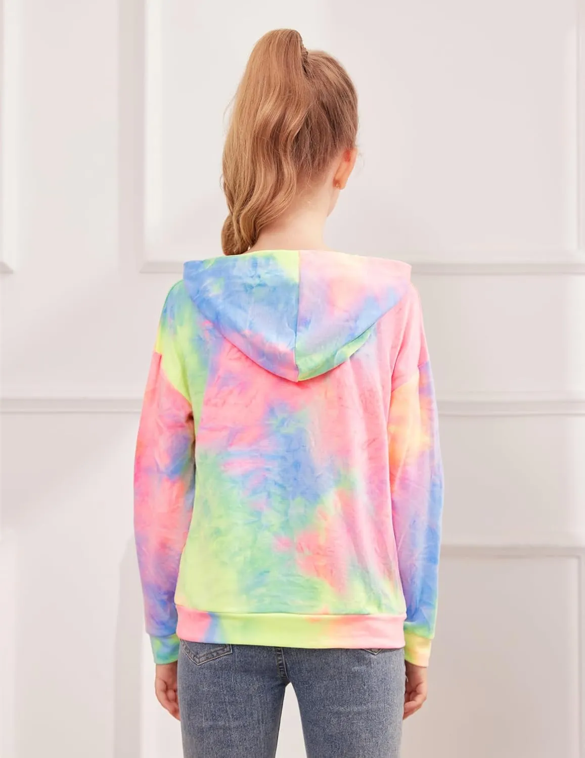 Arshiner Girls Tie Dye Sweatshirts Loose Casual Hoodies Tops