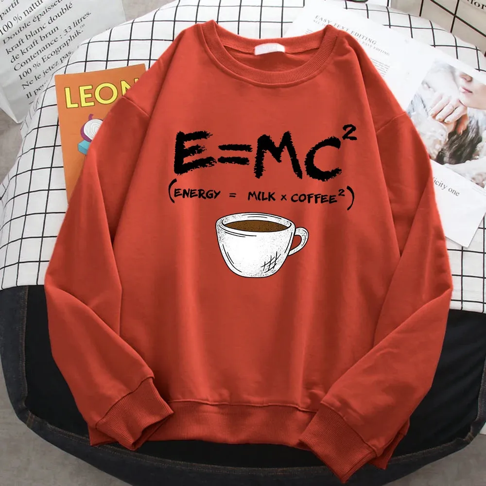 Autumn Harajuku Woman Pullover Energy=Milk Coffee Printing Hoodies Comfortable All-Math Sweatshirt Crewneck Loose Female Clothes