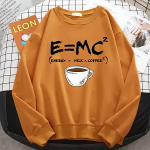 Autumn Harajuku Woman Pullover Energy=Milk Coffee Printing Hoodies Comfortable All-Math Sweatshirt Crewneck Loose Female Clothes