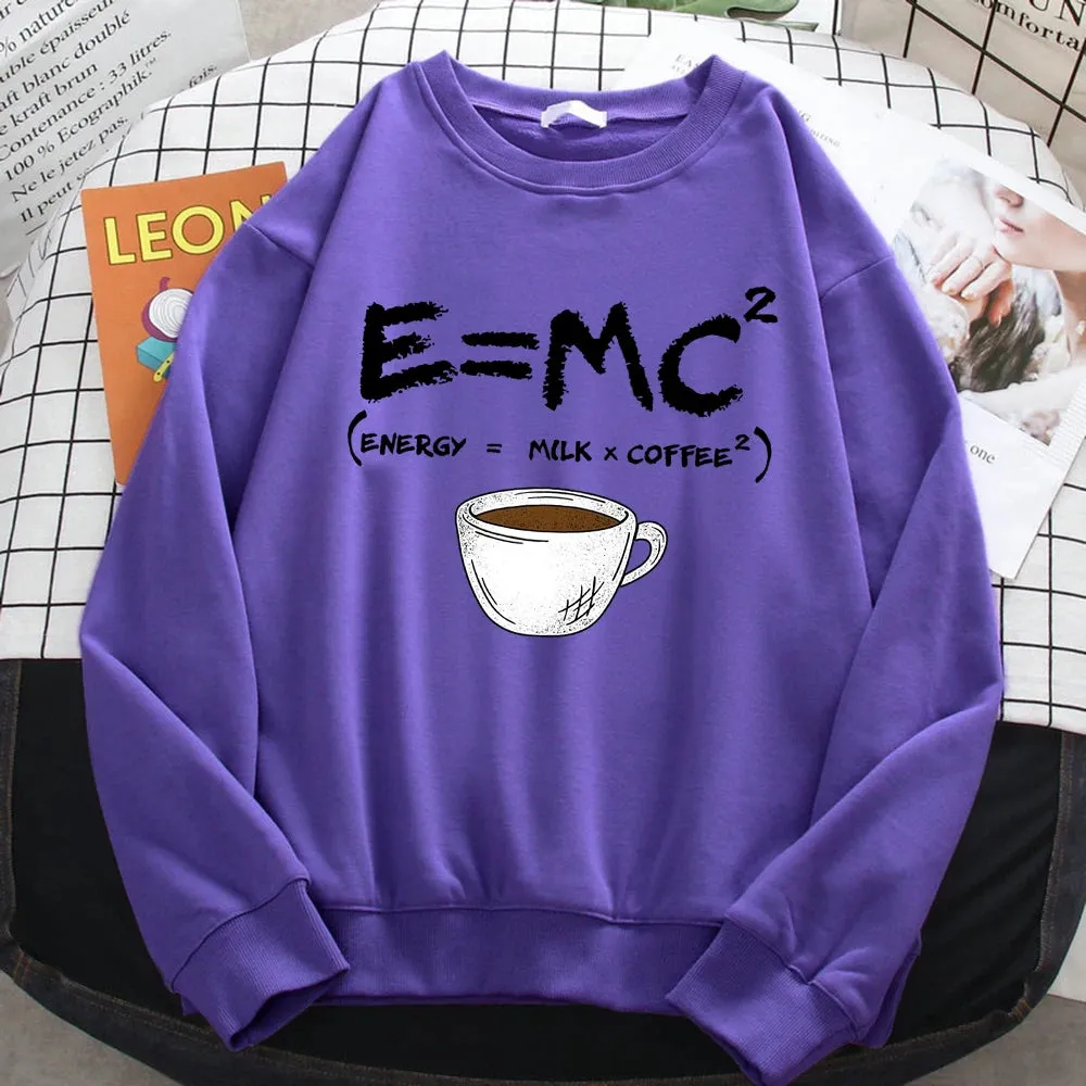 Autumn Harajuku Woman Pullover Energy=Milk Coffee Printing Hoodies Comfortable All-Math Sweatshirt Crewneck Loose Female Clothes