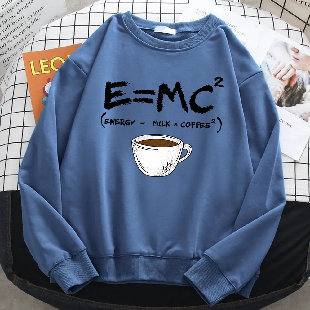 Autumn Harajuku Woman Pullover Energy=Milk Coffee Printing Hoodies Comfortable All-Math Sweatshirt Crewneck Loose Female Clothes