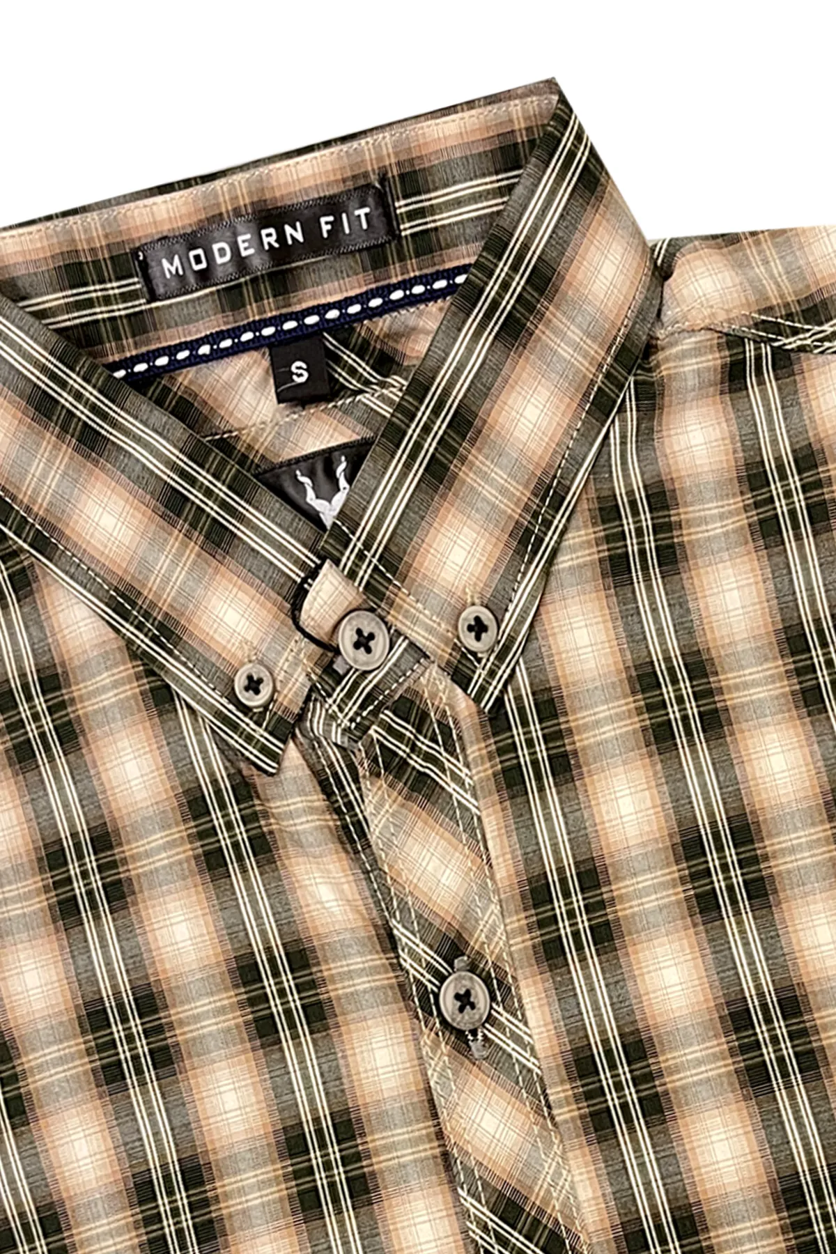 Black & Brown Button Down Casual Check Shirt