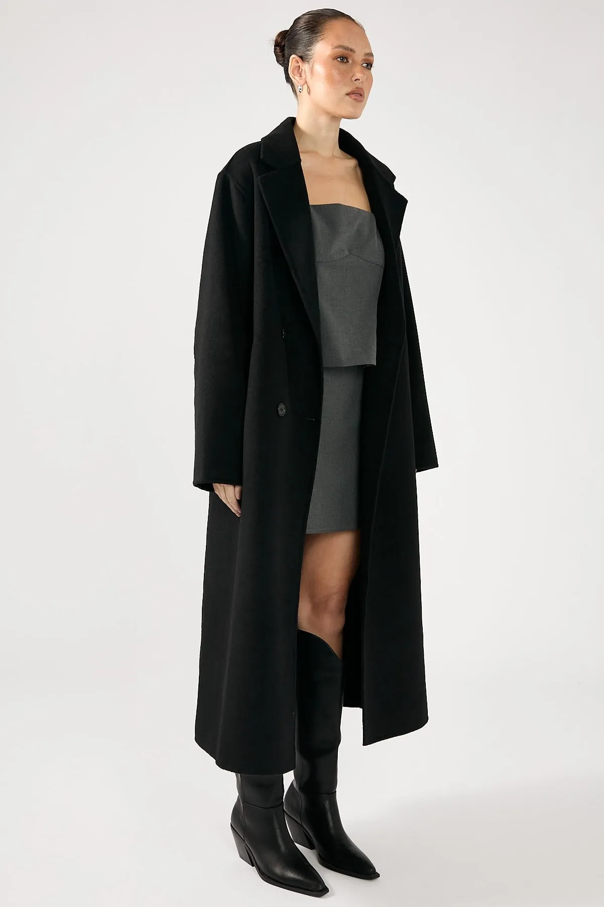 Black Asher Long-Line Coat