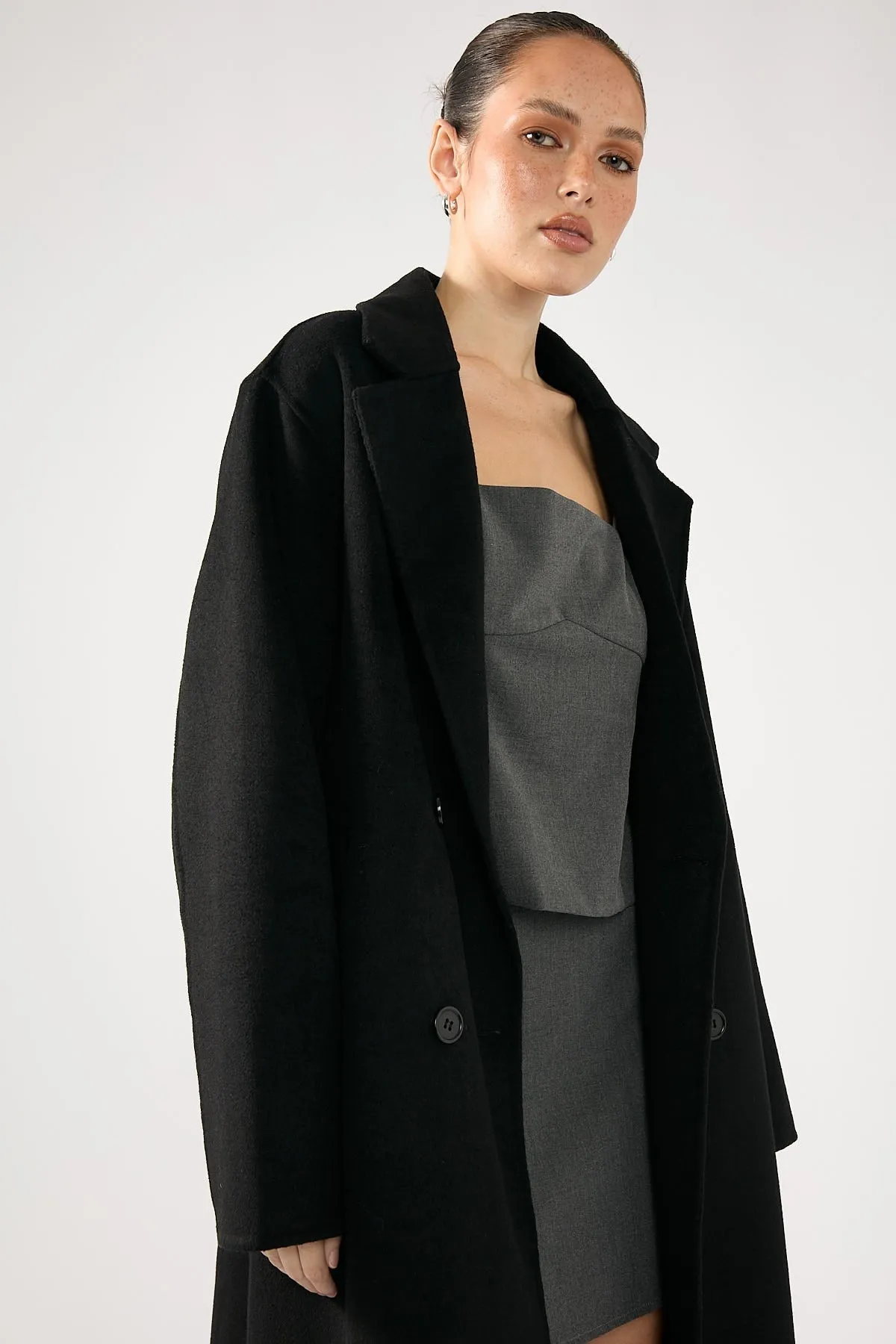 Black Asher Long-Line Coat