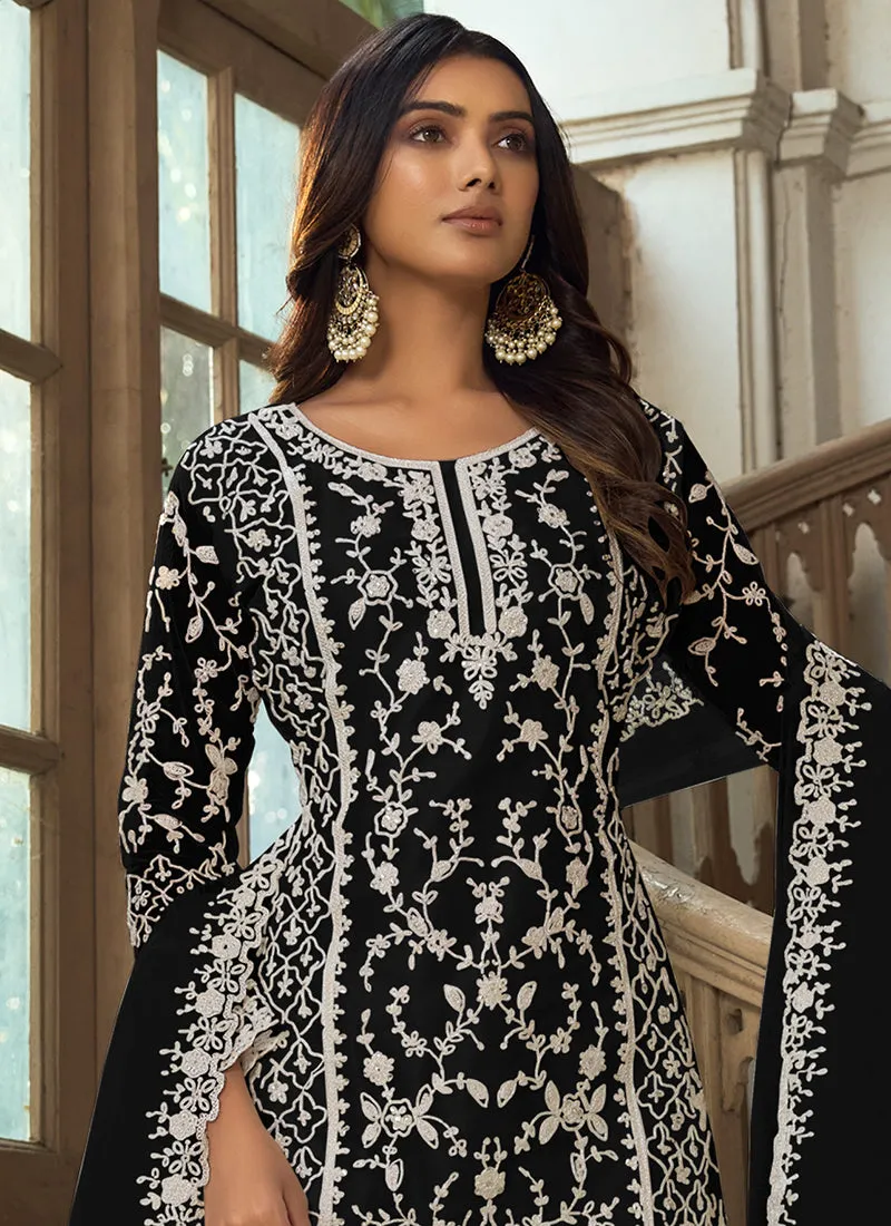 Black Embroidery Pakistani Pant Style Suit