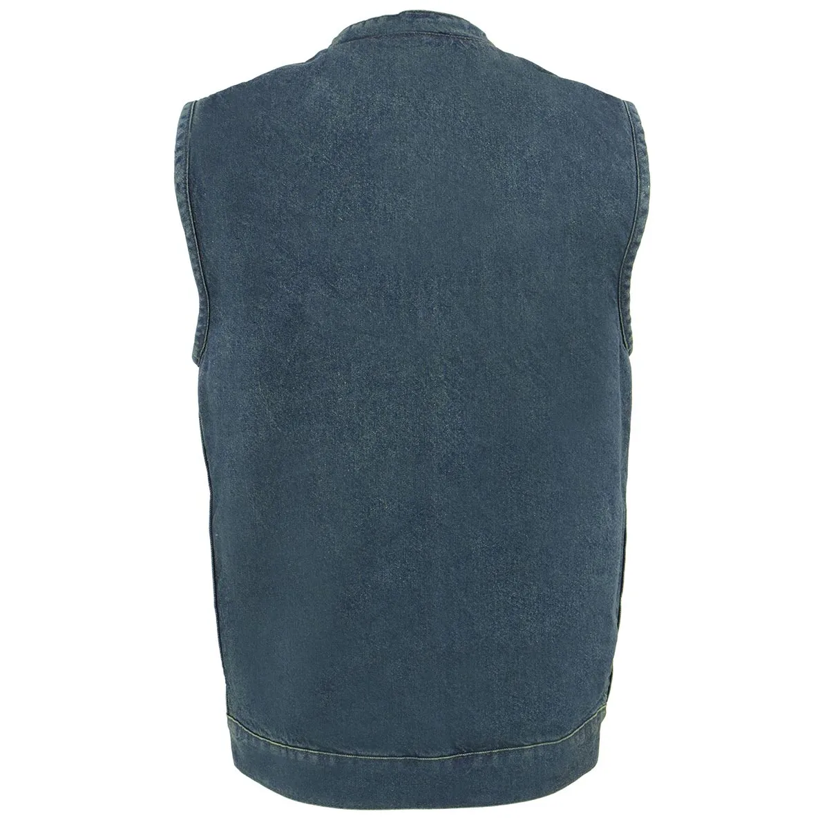 BLUE MDM3000 Men's 'Brute' Concealed Snap Black Denim Club Style Vest w/ Hidden Zipper