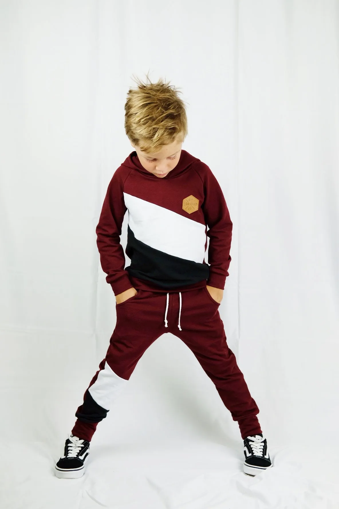 Burgundy Color Block Joggers