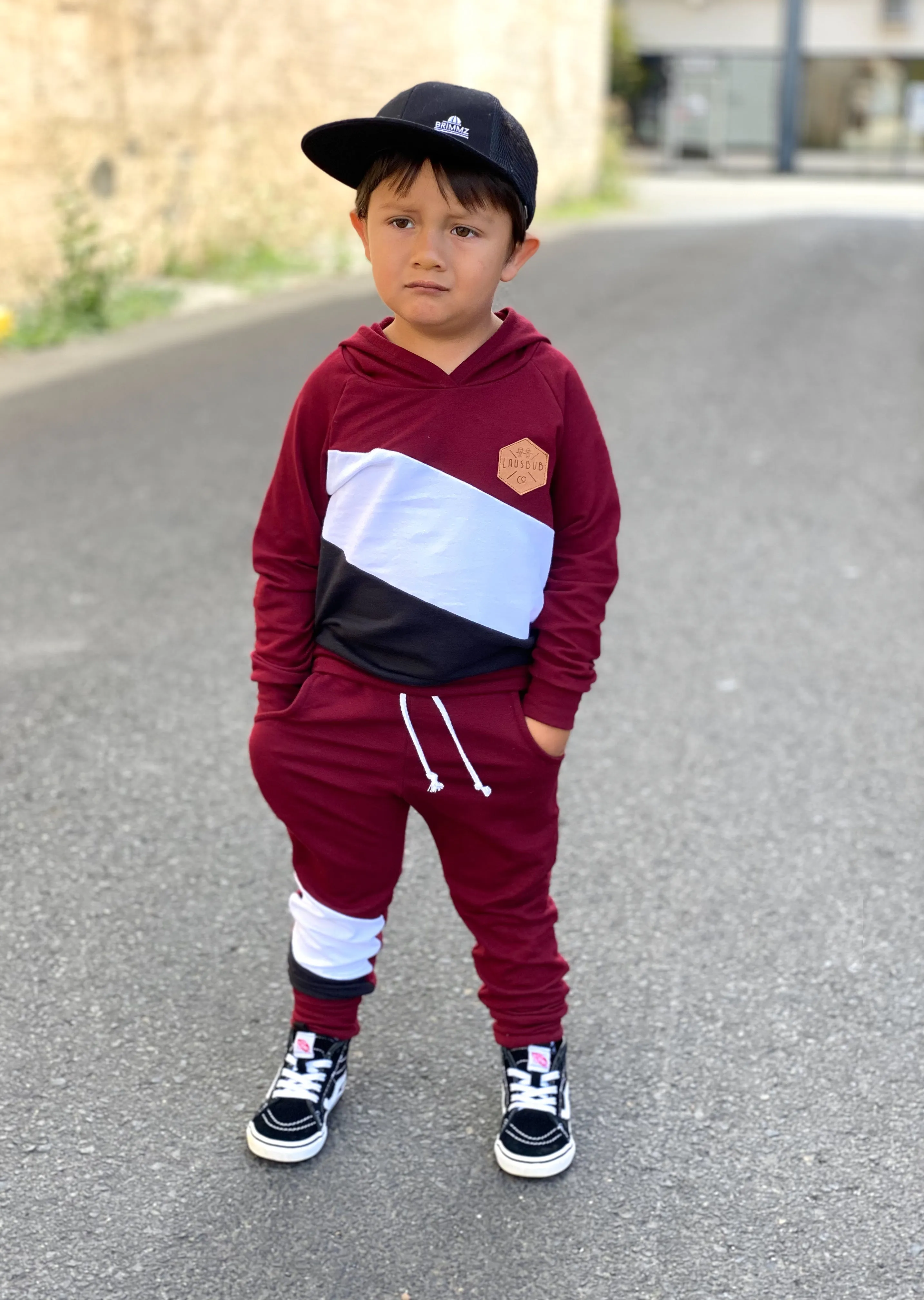 Burgundy Color Block Joggers