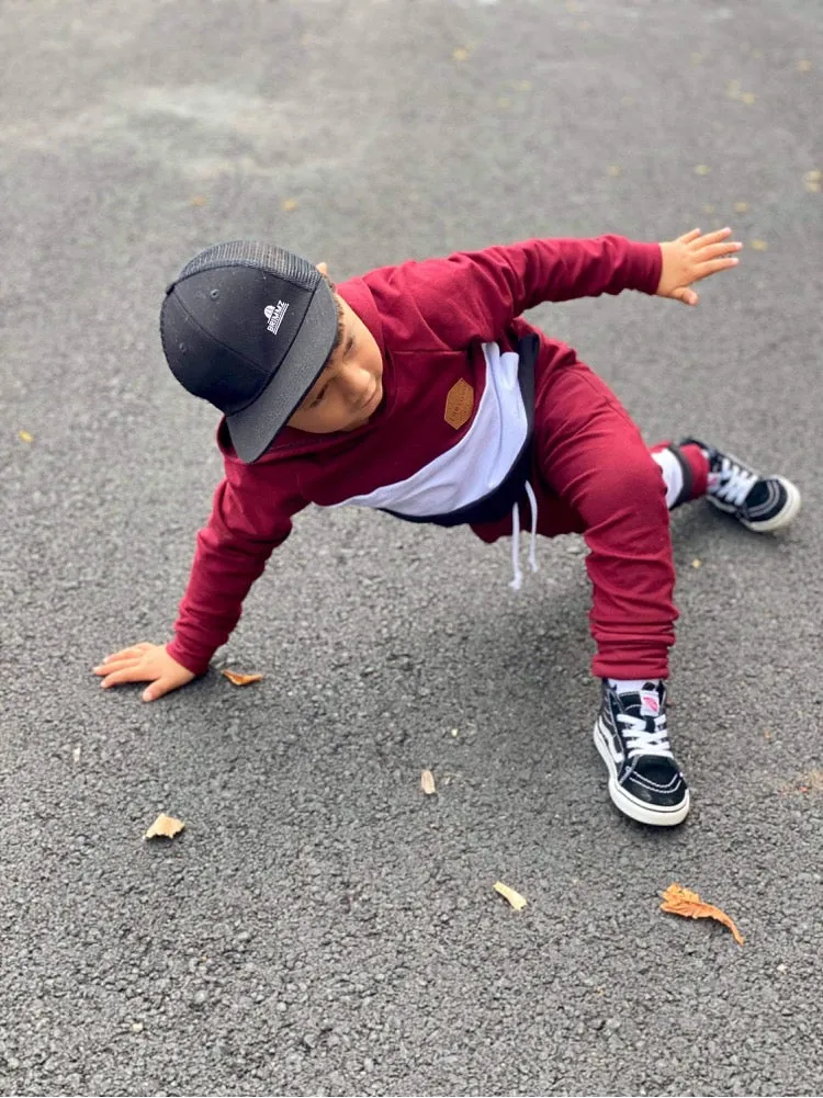 Burgundy Color Block Joggers