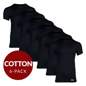 Crew Neck Cotton Sweat Proof Undershirt For Men - Black 6-Pack