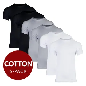 Crew Neck Cotton Sweat Proof Undershirt For Men - Mix 6-Pack (2x White, Black, Grey)