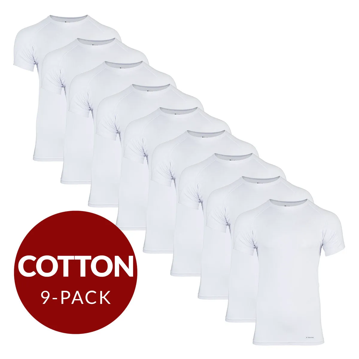 Crew Neck Cotton Sweat Proof Undershirt For Men - White 9-Pack