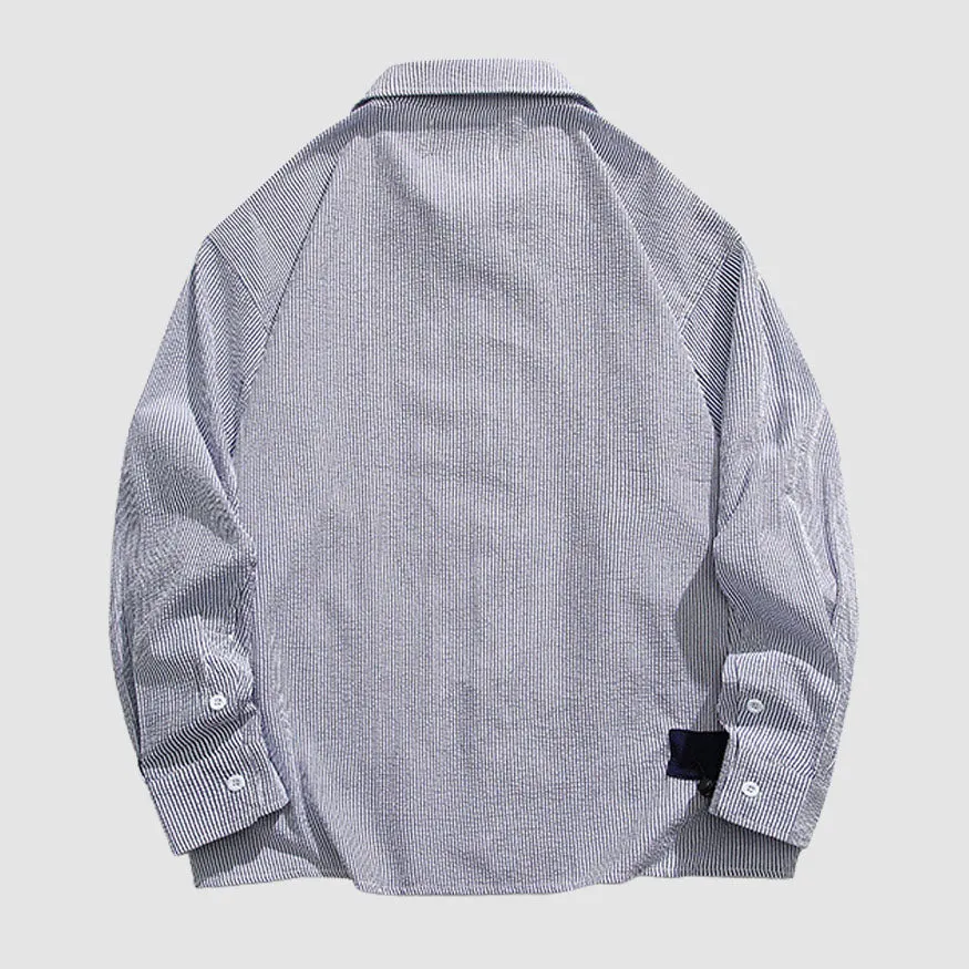 Drawstring Pocket Stripe Shirts