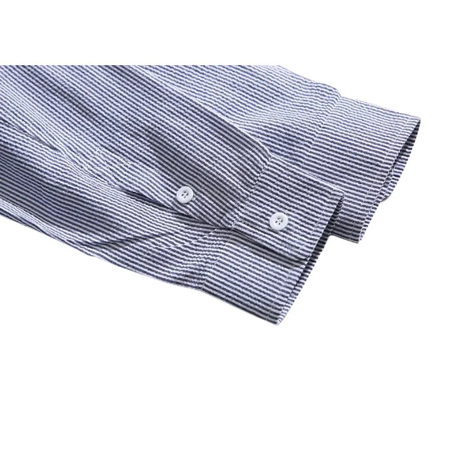 Drawstring Pocket Stripe Shirts