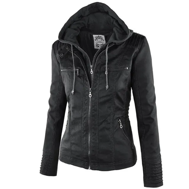 Faux Leather Waterproof Windproof Jacket for Women