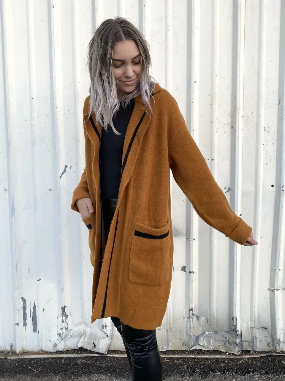 Fleet Street Camel Cardigan Sweater