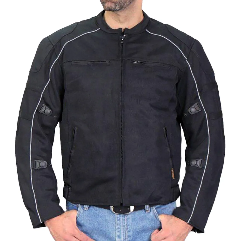 Hot Leathers JKM1024 Men’s Black All Weather Armored Nylon Jacket with Concealed Carry Pocket