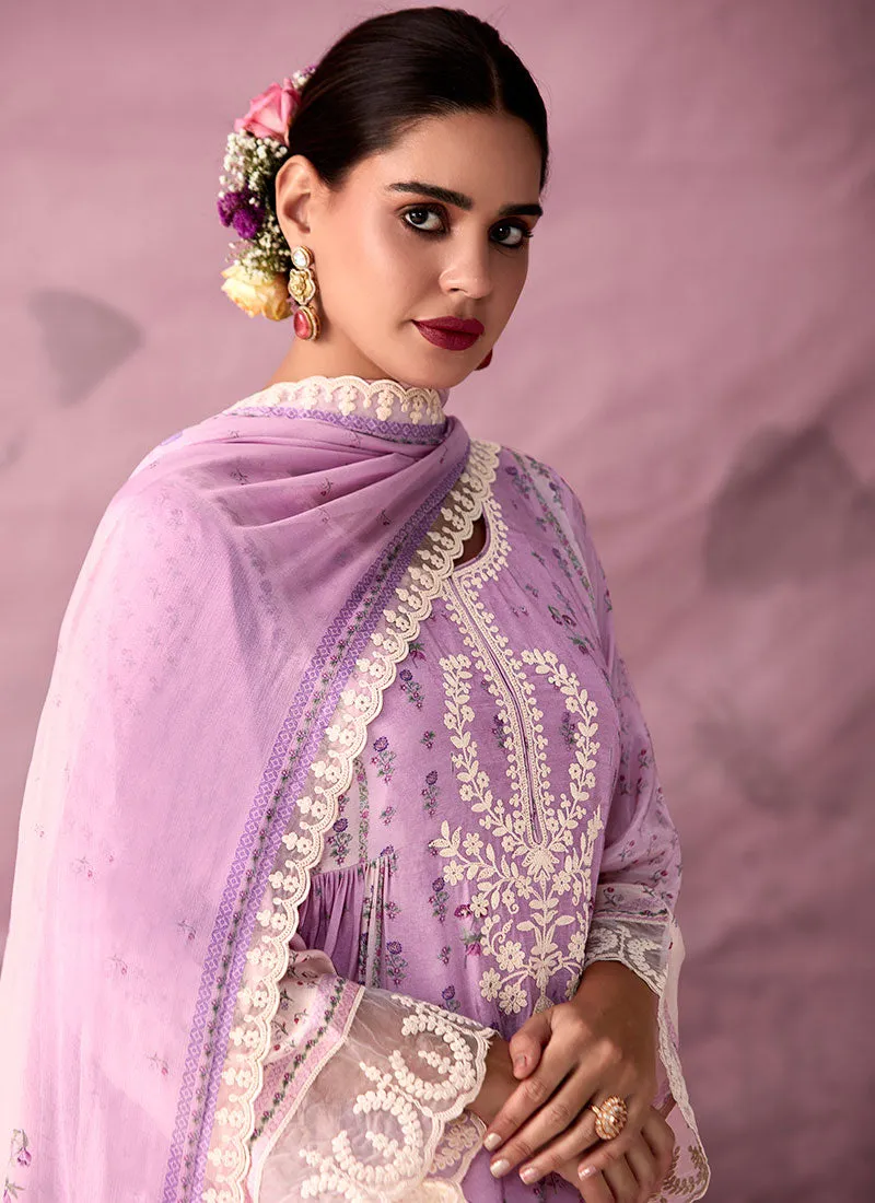 Lavender Embroidered Pakistani Salwar Kameez Suit