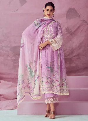 Lavender Embroidered Pakistani Salwar Kameez Suit