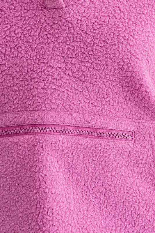 LE LIS Pocket Detail Boxy Fleece Pullover Sweater