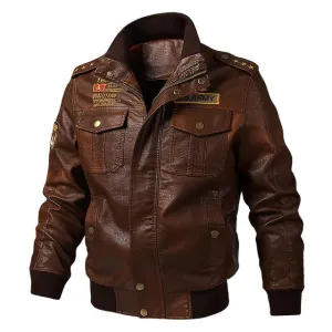 Leather Jacket Men Spring Autumn Windproof Outwear Military Army Bomber Jacket and Coat TD-MGND-08