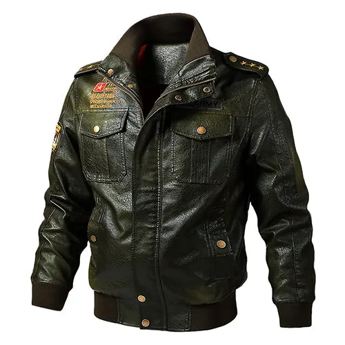 Leather Jacket Men Spring Autumn Windproof Outwear Military Army Bomber Jacket and Coat TD-MGND-08