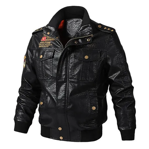 Leather Jacket Men Spring Autumn Windproof Outwear Military Army Bomber Jacket and Coat TD-MGND-08