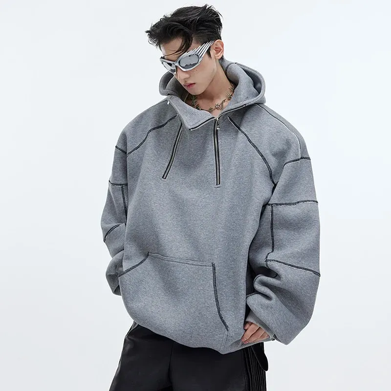 Lines Cotton Polyester Loose Hoodies