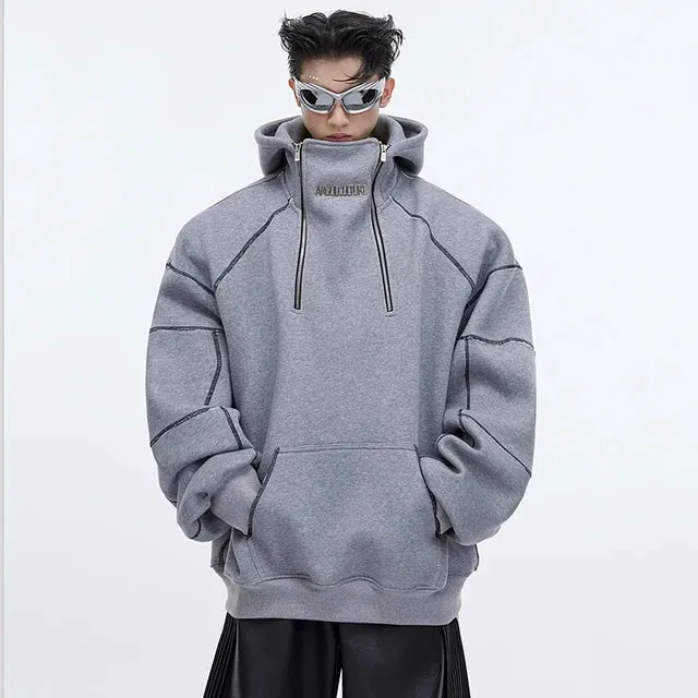 Lines Cotton Polyester Loose Hoodies