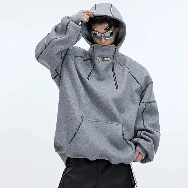 Lines Cotton Polyester Loose Hoodies