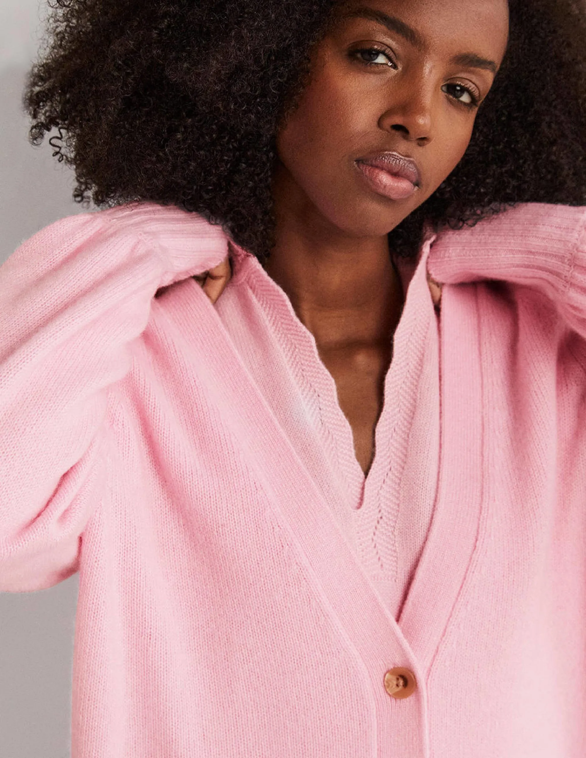 Long Cashmere Cardigan-Cameo Pink