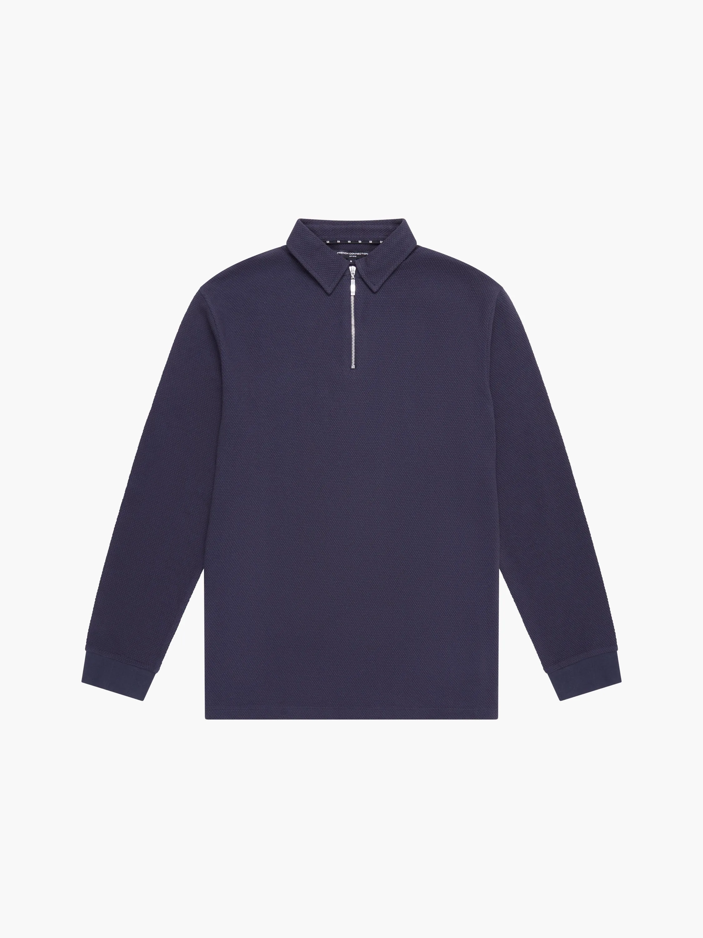 Long Sleeve Popcorn Zip Polo Shirt