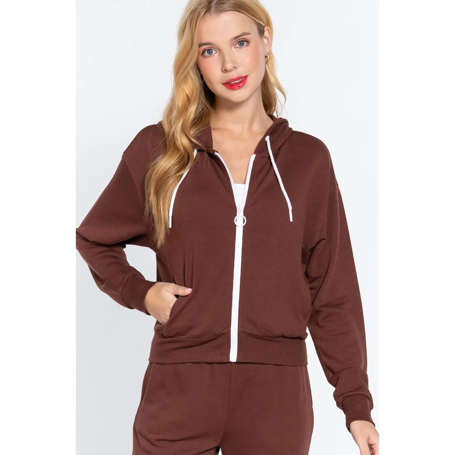 Long Sleeve Waist Length ZipUp Hoodie