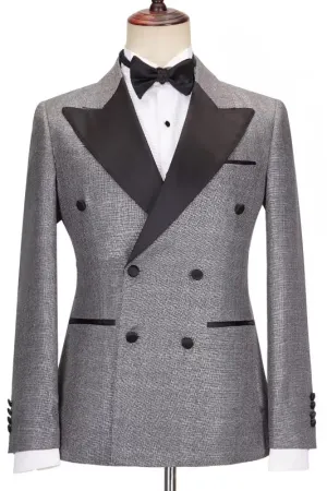 Luther Stylish Dark Gray Peak Lapel Double Breasted Business Suit